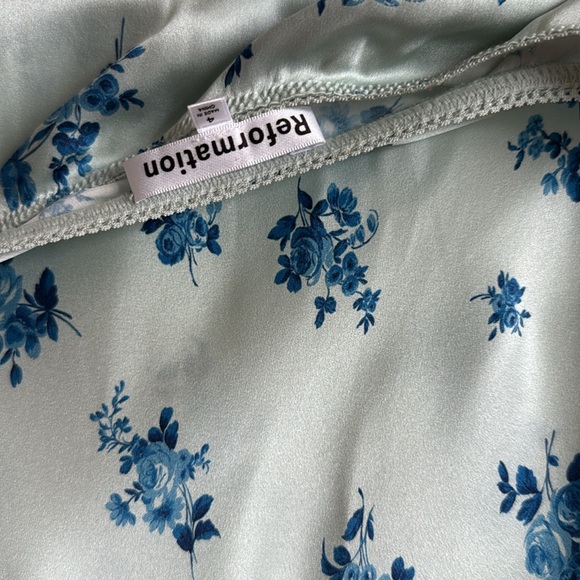 Reformation Layla Silk Skirt Blue - Size 4 - Picture 5 of 5